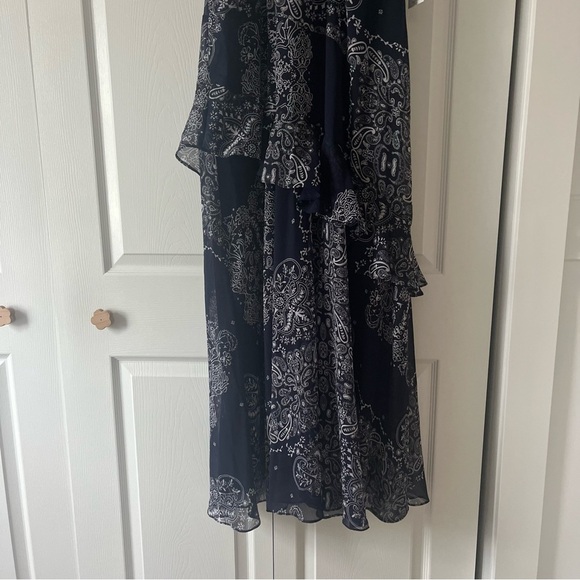 Chaps Dress Paisley Flowy Navy Blue White Maxi Dress Size 14 NWT - Picture 3 of 13